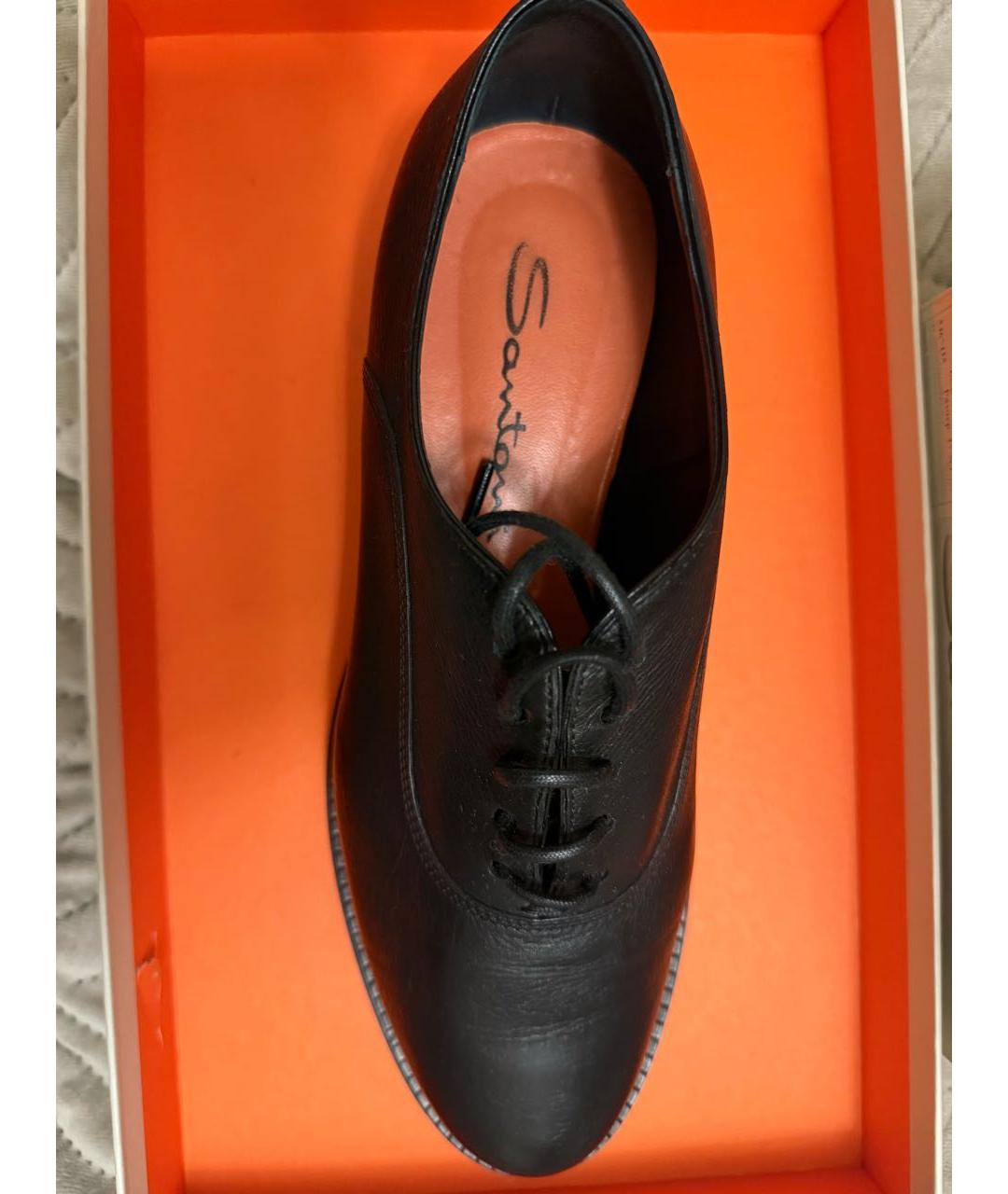 SANTONI Черные кожаные брогги и оксфорды, фото 4