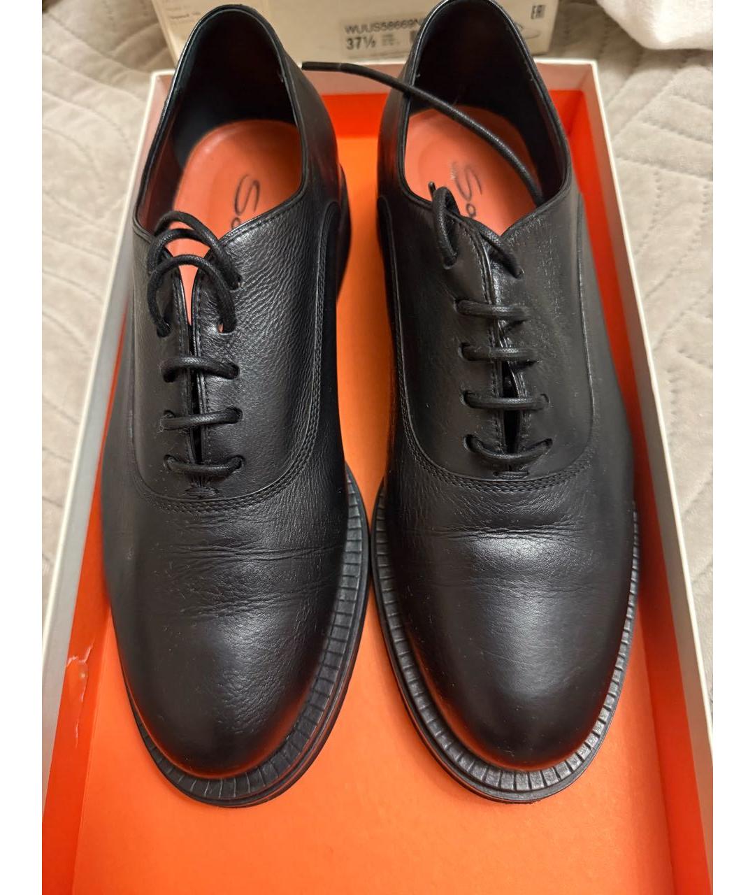 SANTONI Черные кожаные брогги и оксфорды, фото 2