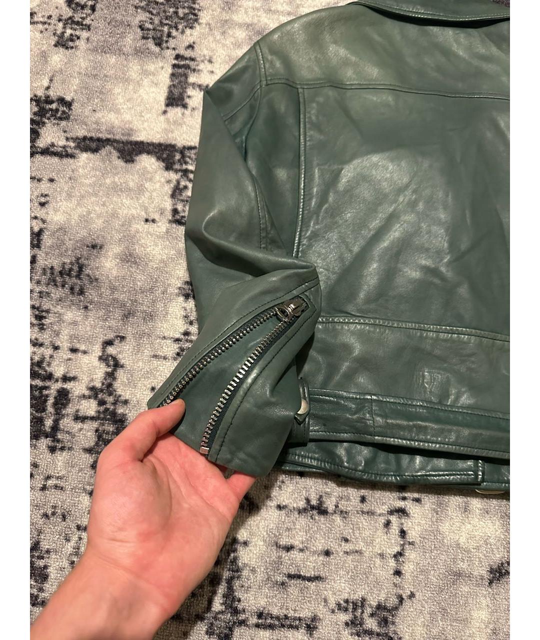 ACNE STUDIOS Зеленая кожаная куртка, фото 4