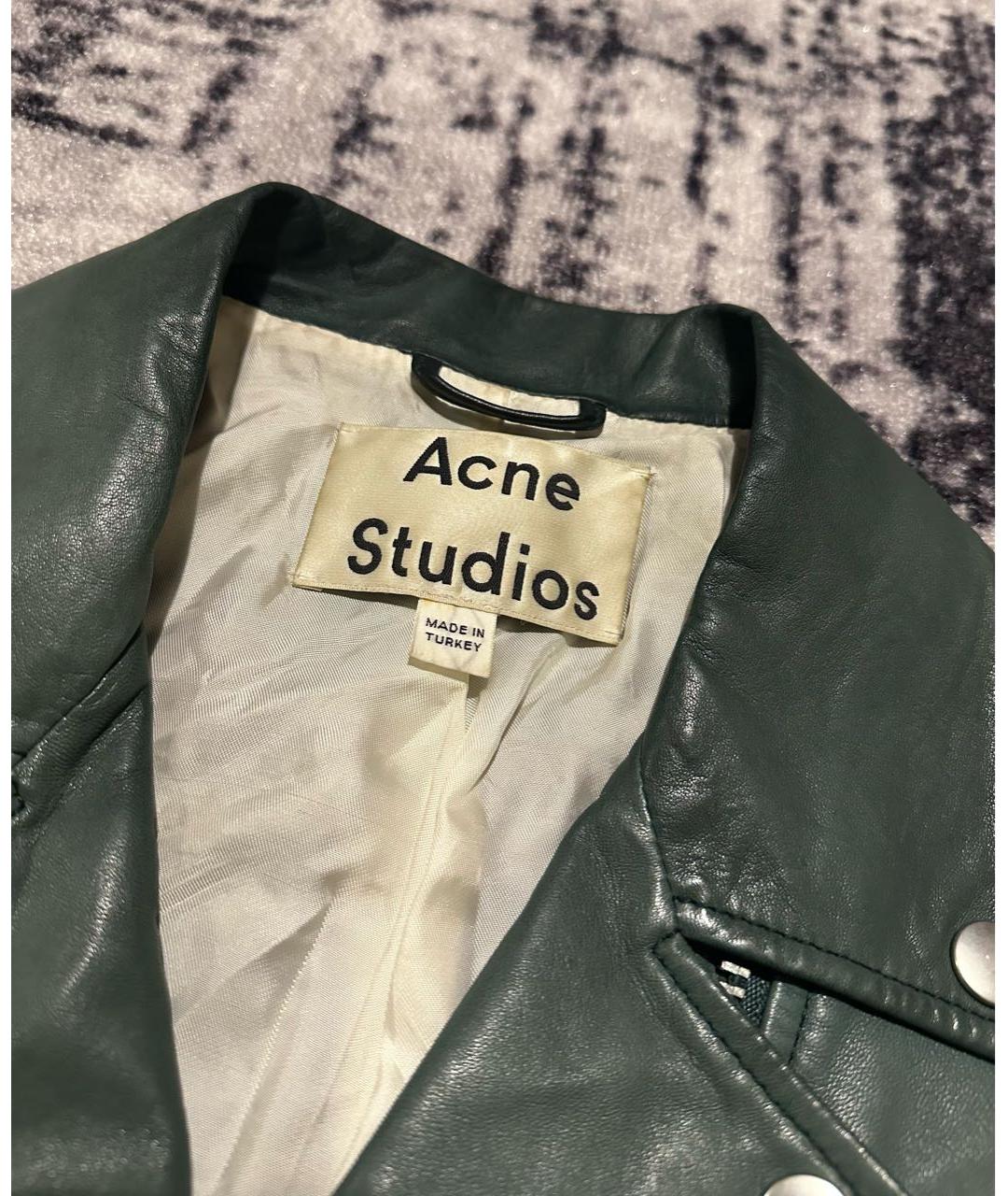 ACNE STUDIOS Зеленая кожаная куртка, фото 6
