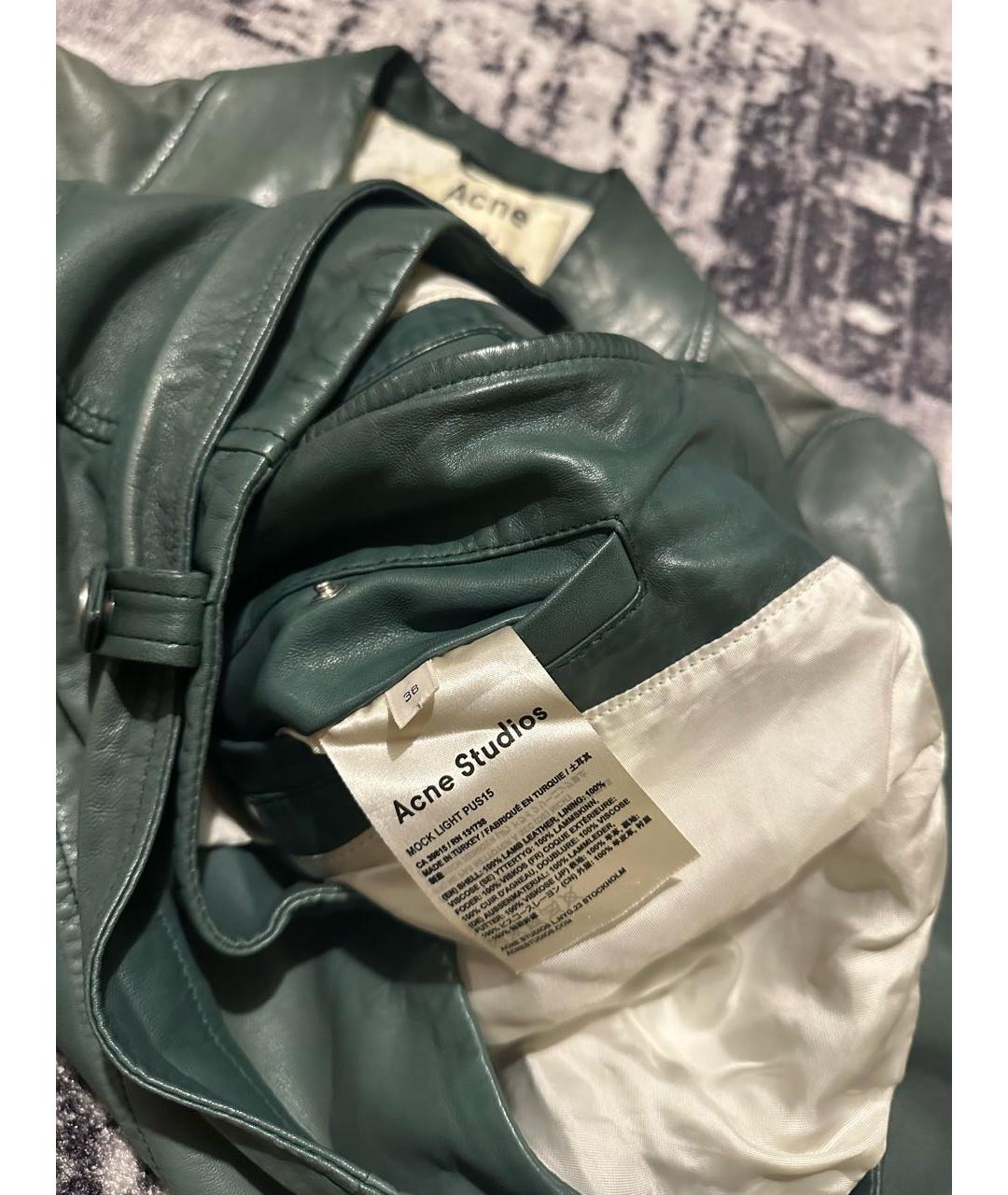 ACNE STUDIOS Зеленая кожаная куртка, фото 7