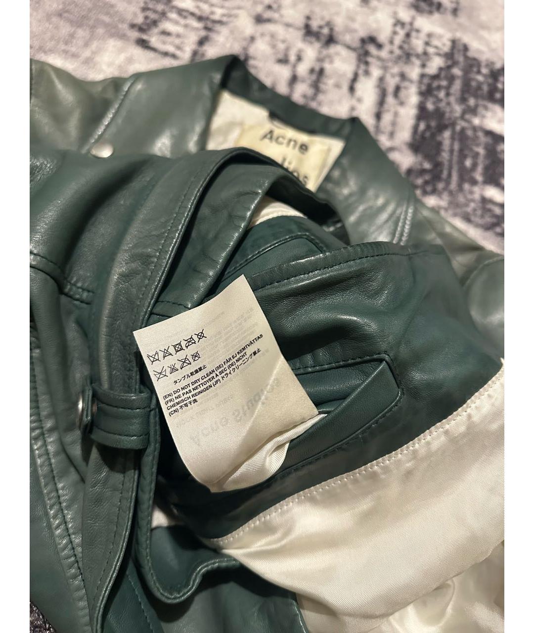 ACNE STUDIOS Зеленая кожаная куртка, фото 8