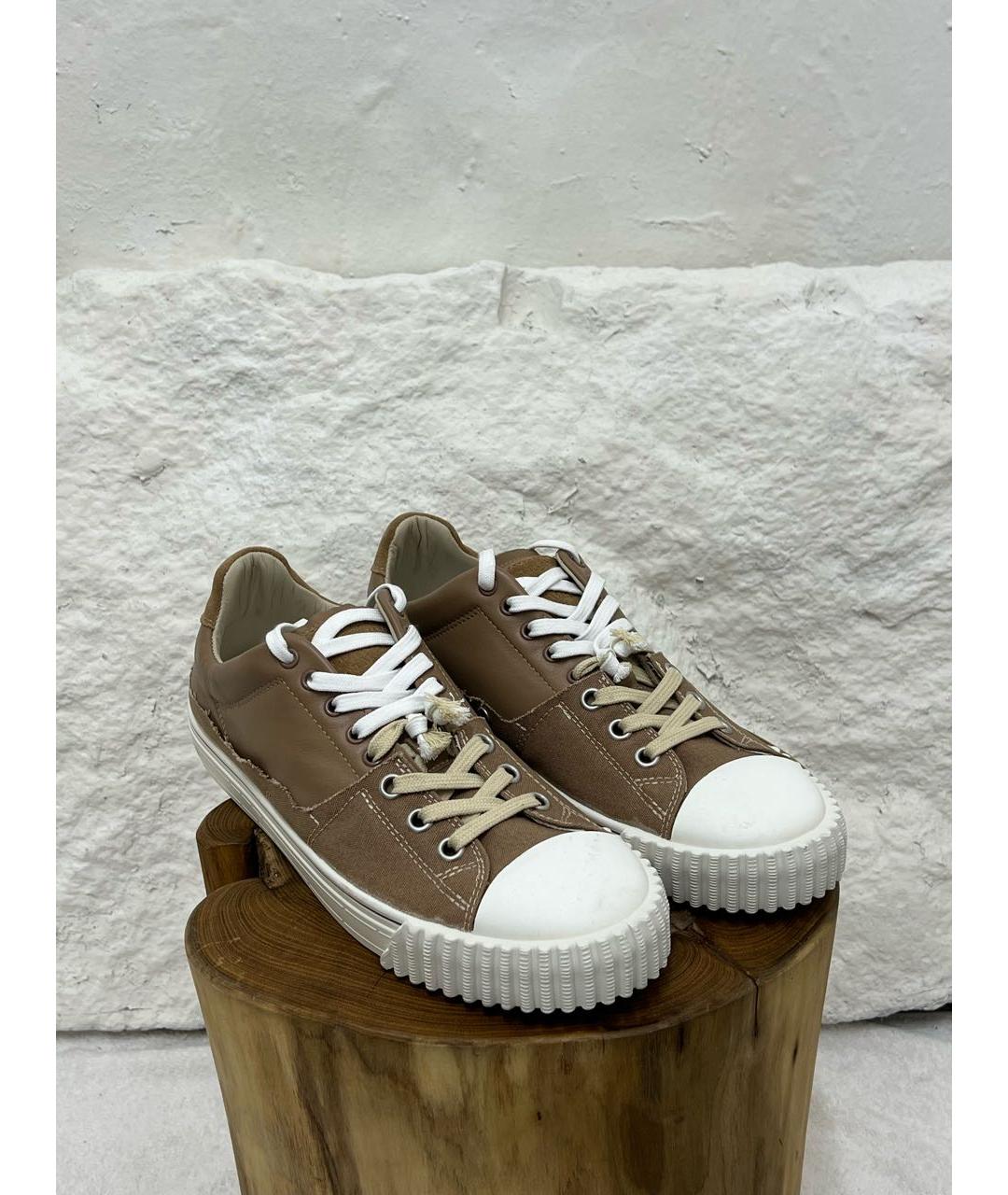 MAISON MARGIELA Коричневые низкие кроссовки / кеды, фото 2