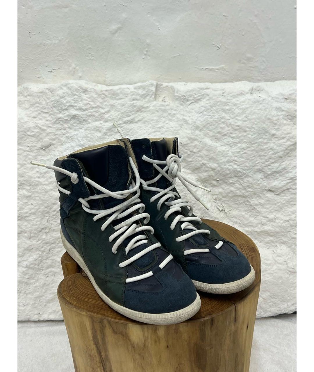MAISON MARGIELA Темно-синие высокие кроссовки / кеды, фото 2