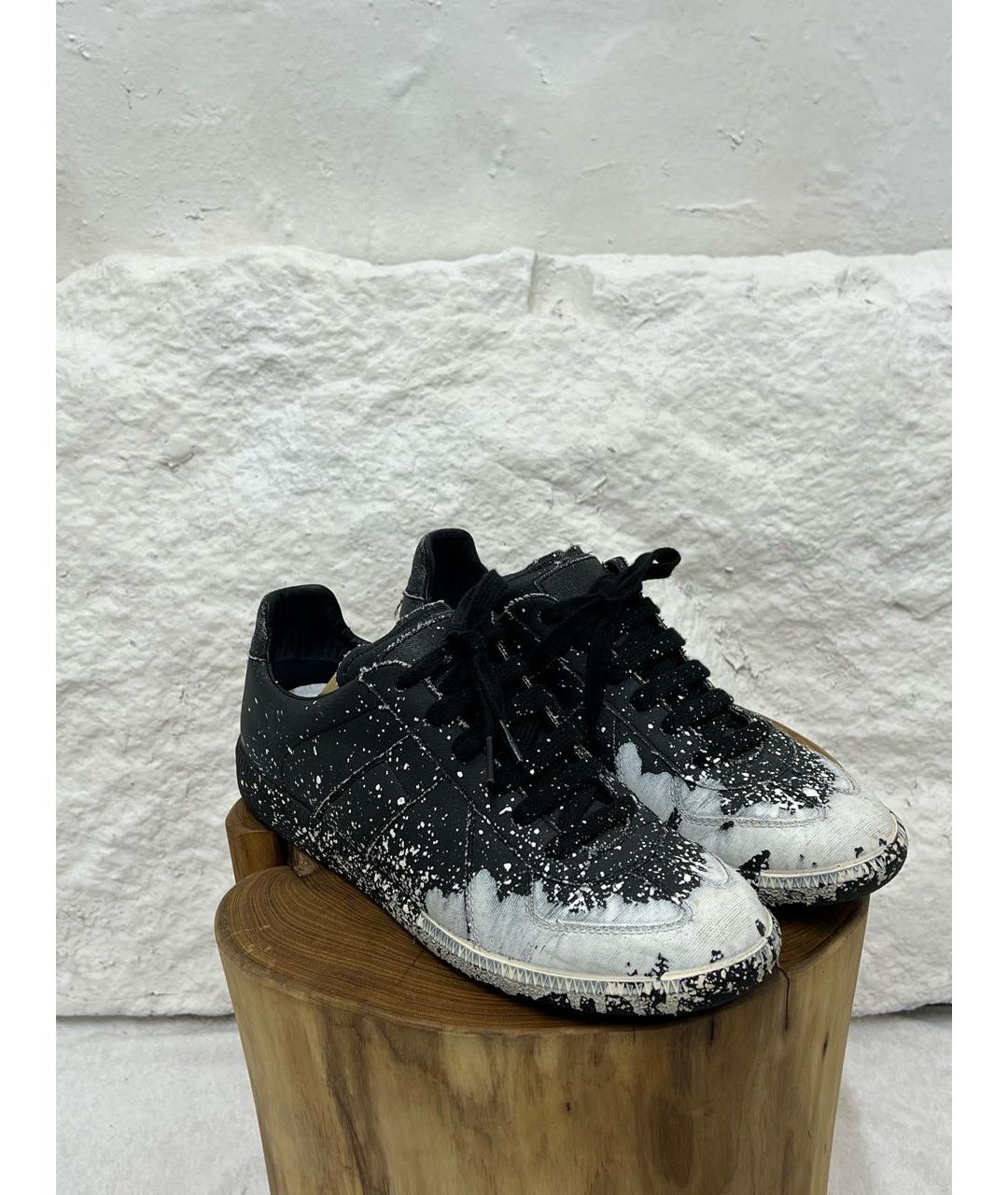 MAISON MARGIELA Черные низкие кроссовки / кеды, фото 2