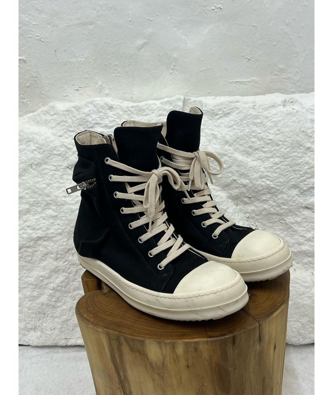 RICK OWENS Черные высокие кроссовки / кеды, фото 2