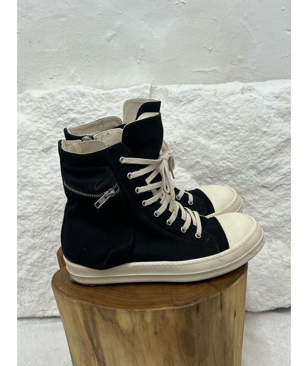 RICK OWENS Черные высокие кроссовки / кеды, фото 5