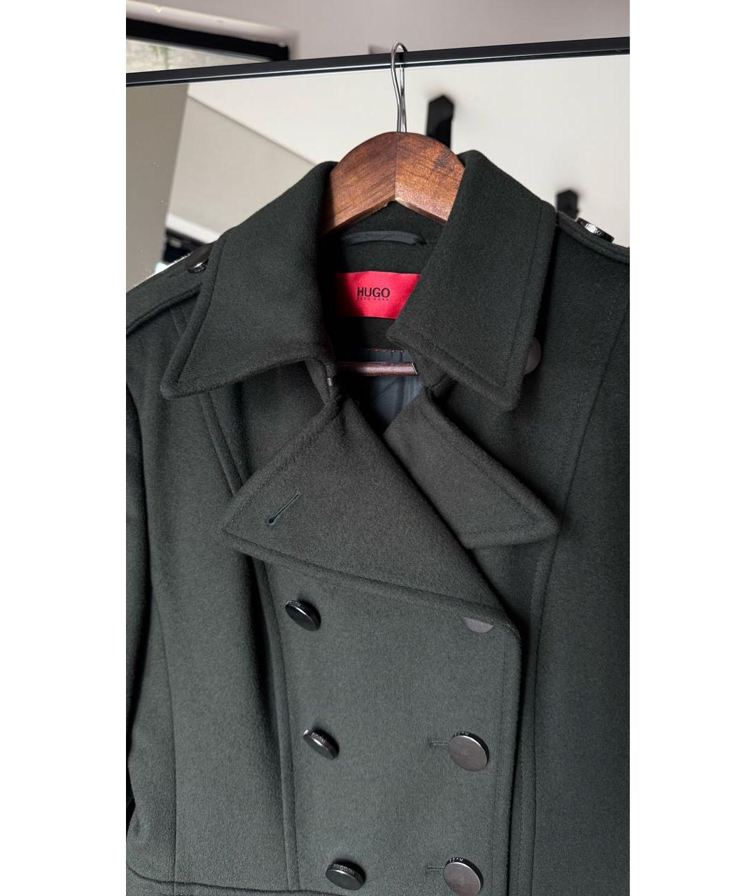HUGO BOSS Хаки шерстяное пальто, фото 4