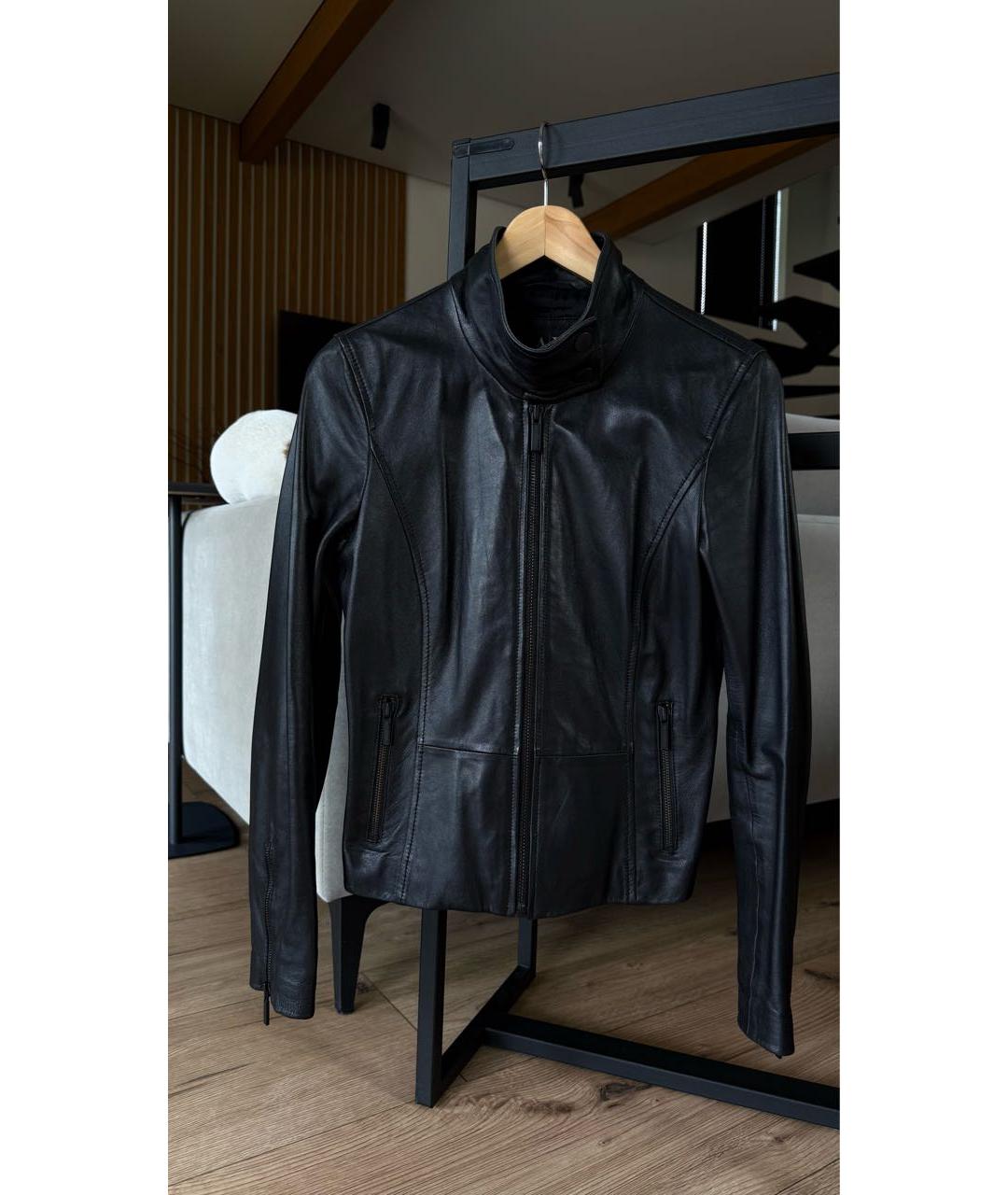 ARMANI EXCHANGE Черная кожаная куртка, фото 2