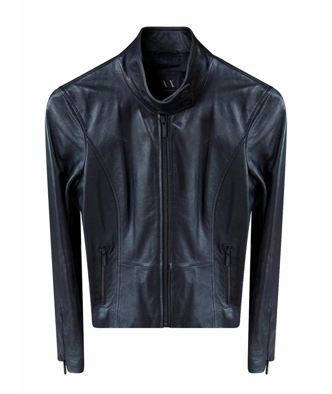 ARMANI EXCHANGE Черная кожаная куртка, фото 4