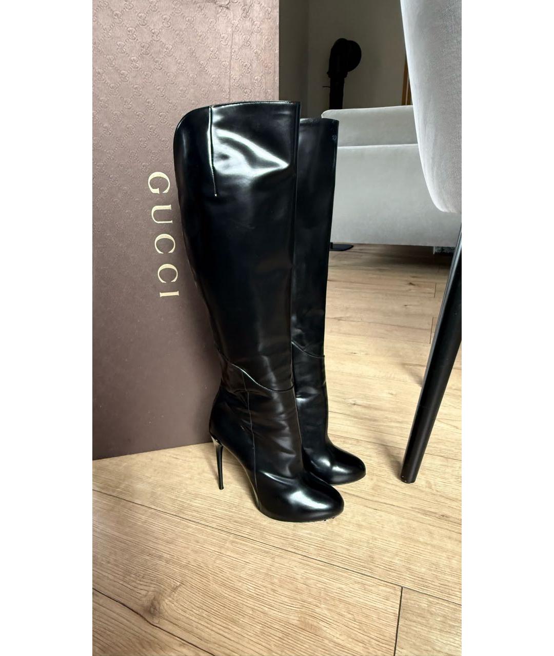 GUCCI Черные кожаные сапоги, фото 5