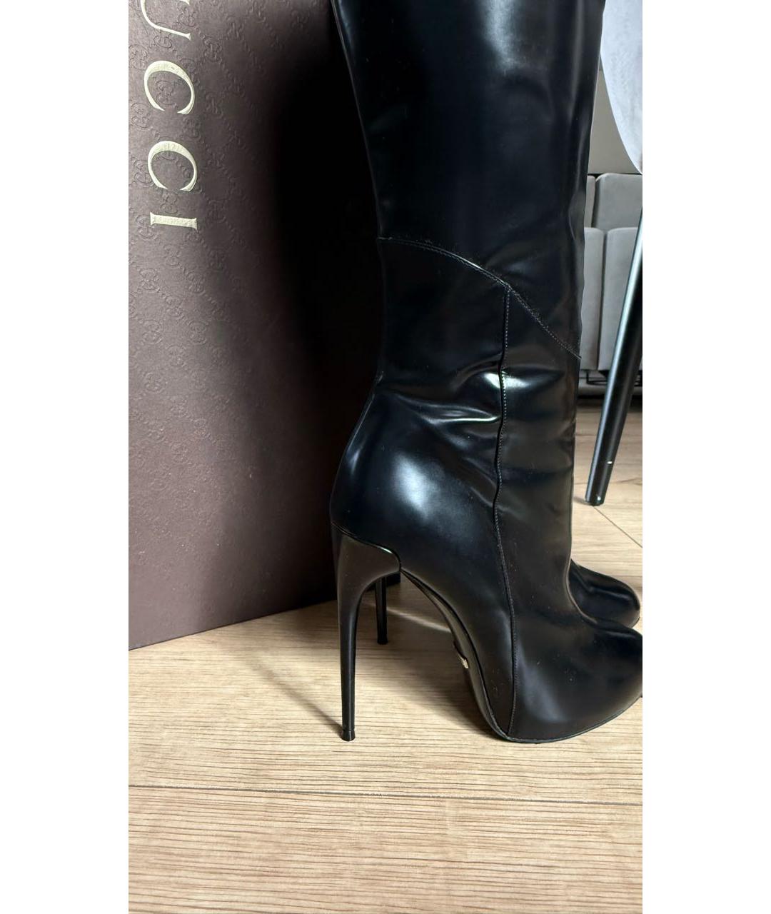 GUCCI Черные кожаные сапоги, фото 3