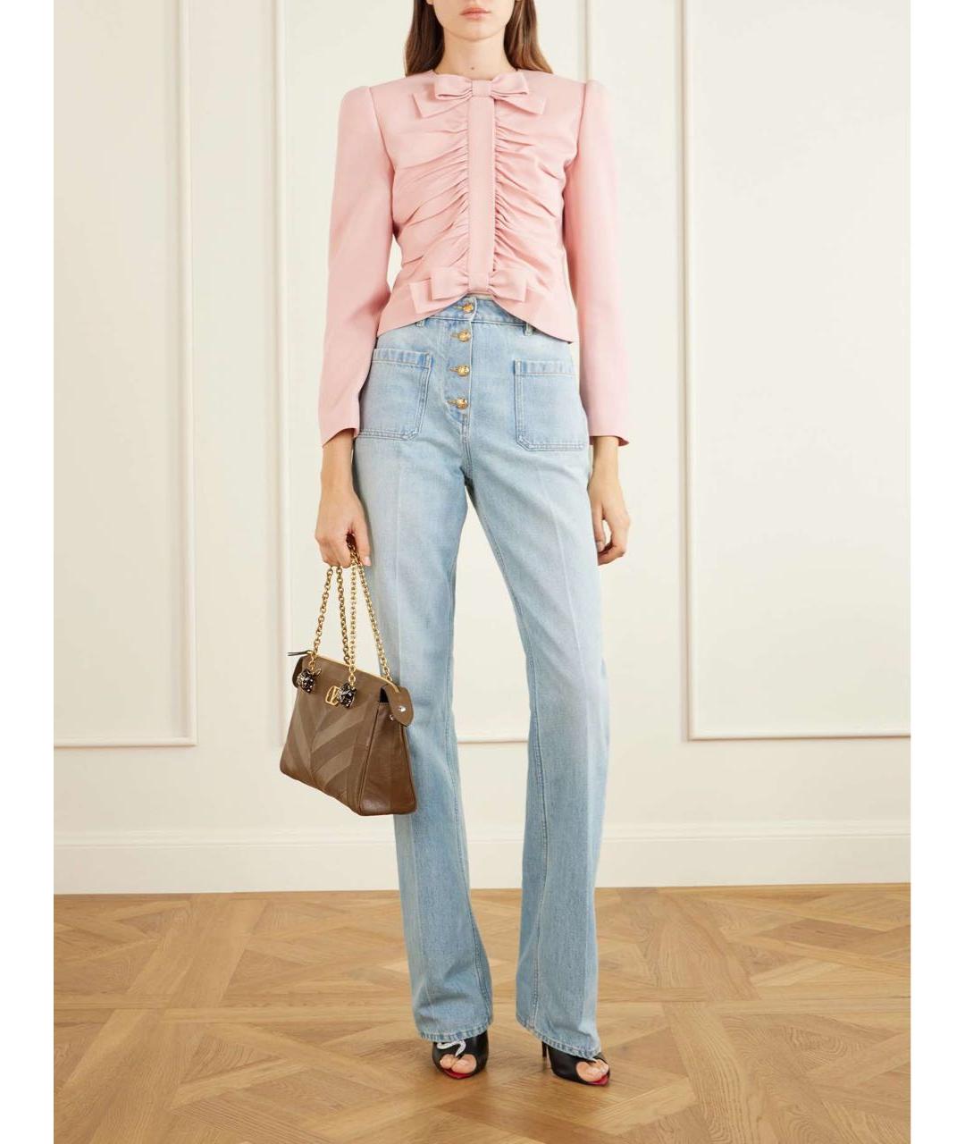VALENTINO Голубые хлопковые прямые джинсы, фото 8