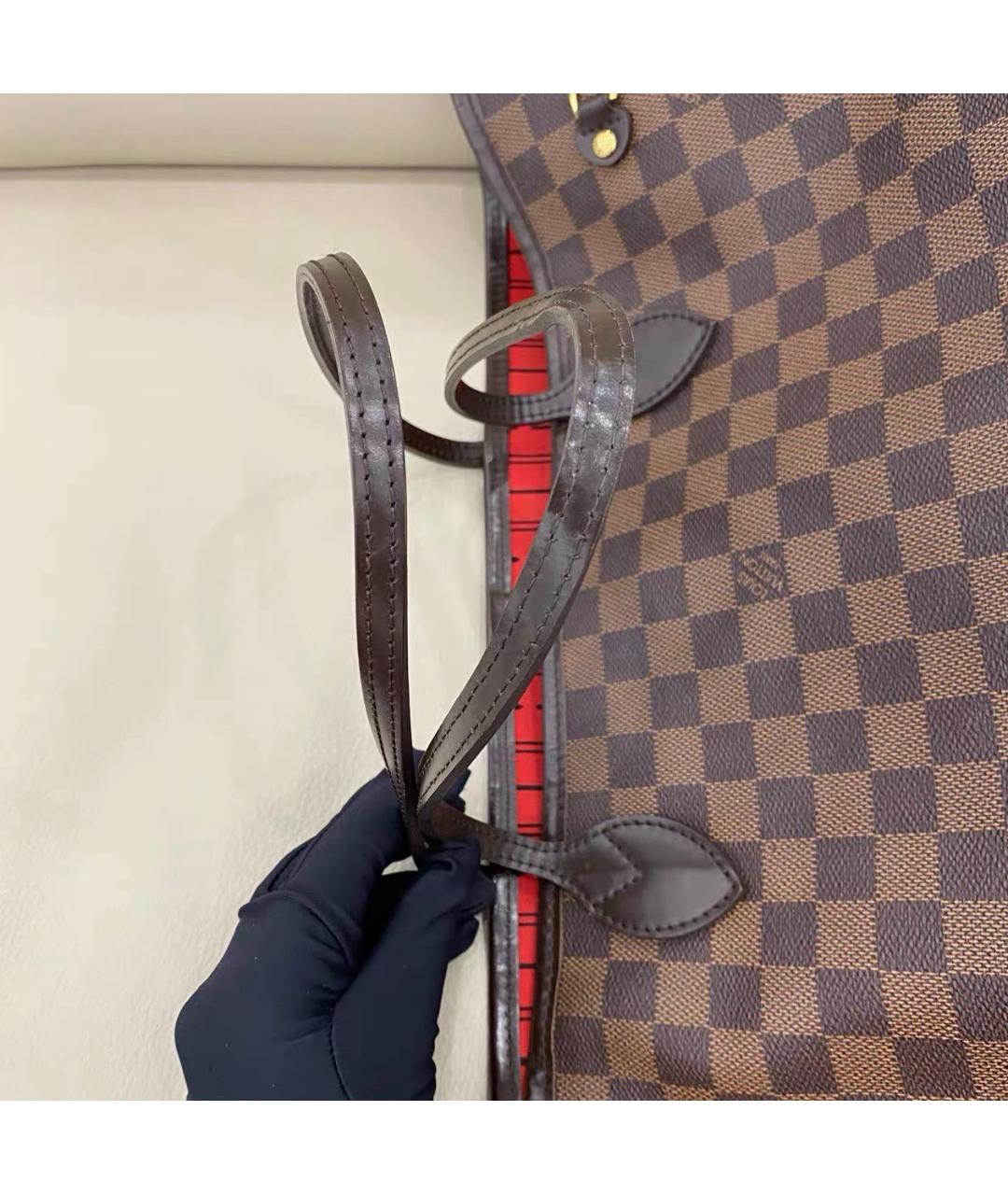 LOUIS VUITTON Коричневая кожаная сумка тоут, фото 7