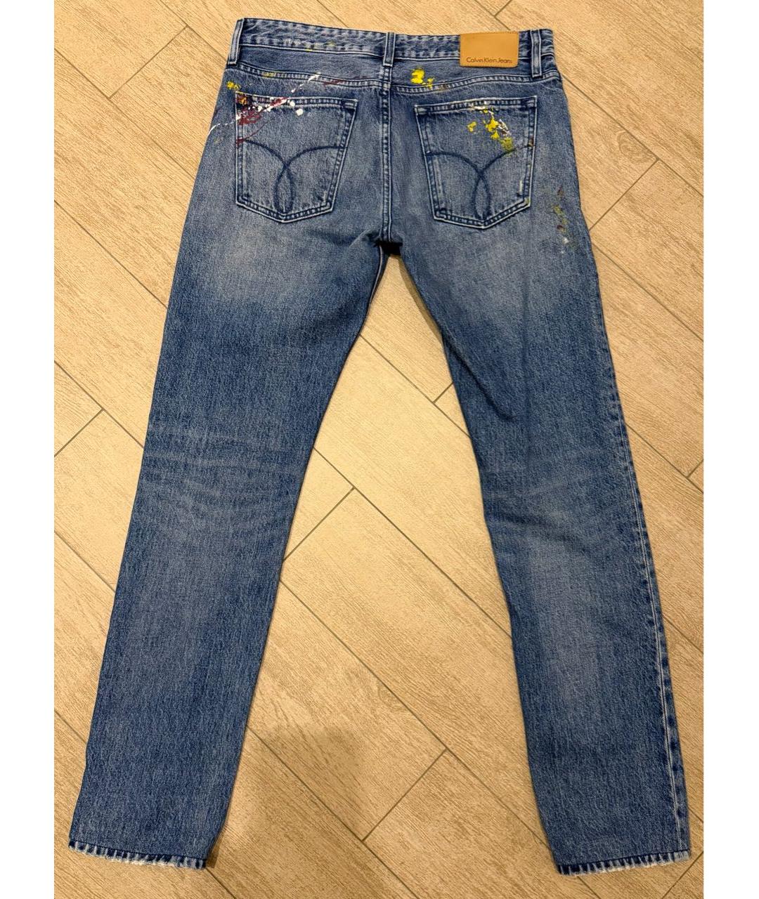 CALVIN KLEIN Синие хлопковые прямые джинсы, фото 2