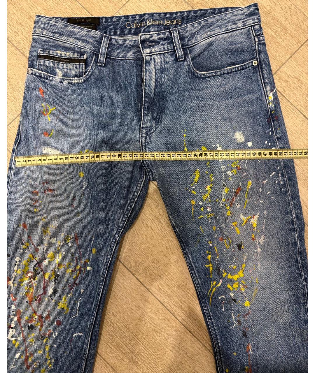 CALVIN KLEIN Синие хлопковые прямые джинсы, фото 6