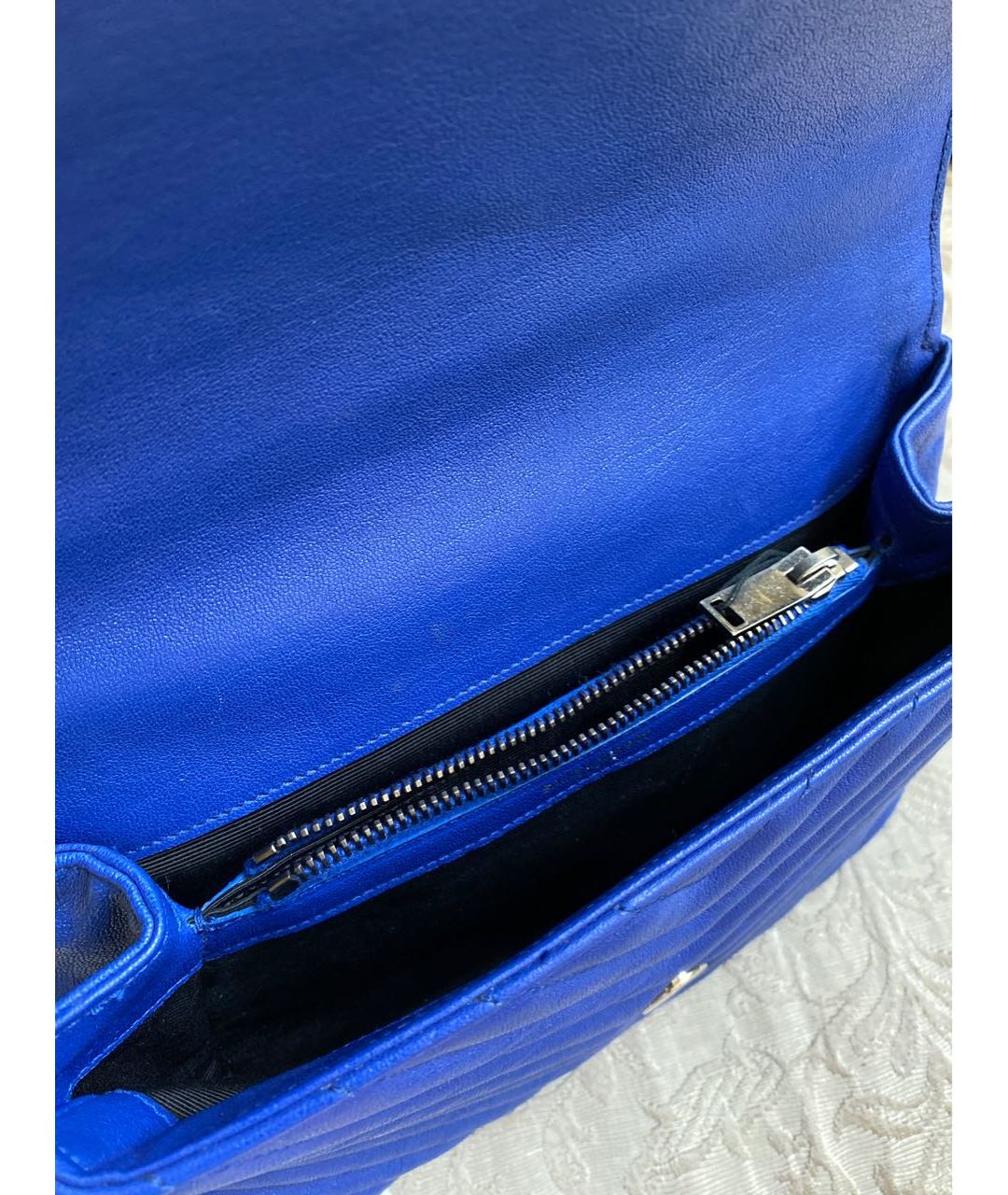 SAINT LAURENT Синяя кожаная сумка тоут, фото 4