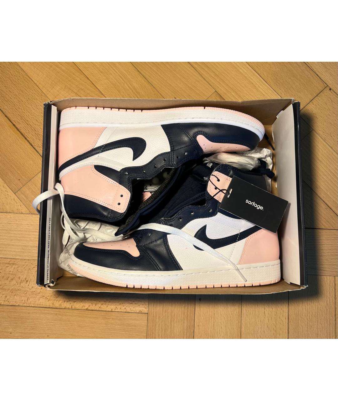 NIKE Розовые кожаные высокие кроссовки / кеды, фото 2
