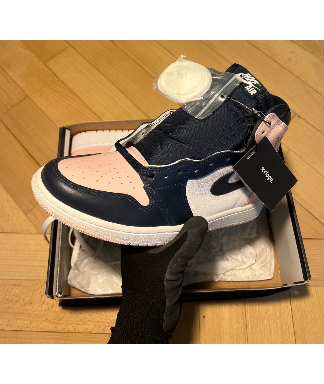 NIKE Розовые кожаные высокие кроссовки / кеды, фото 4