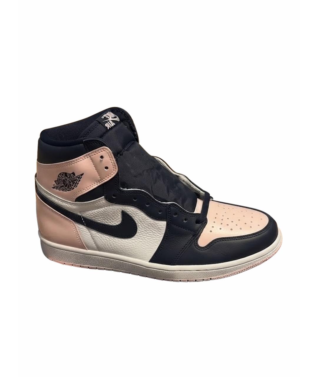 NIKE Розовые кожаные высокие кроссовки / кеды, фото 1