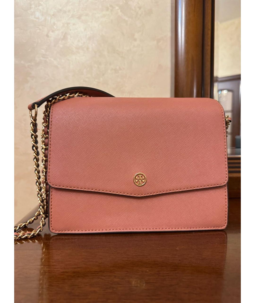 TORY BURCH Коралловая кожаная сумка через плечо, фото 3