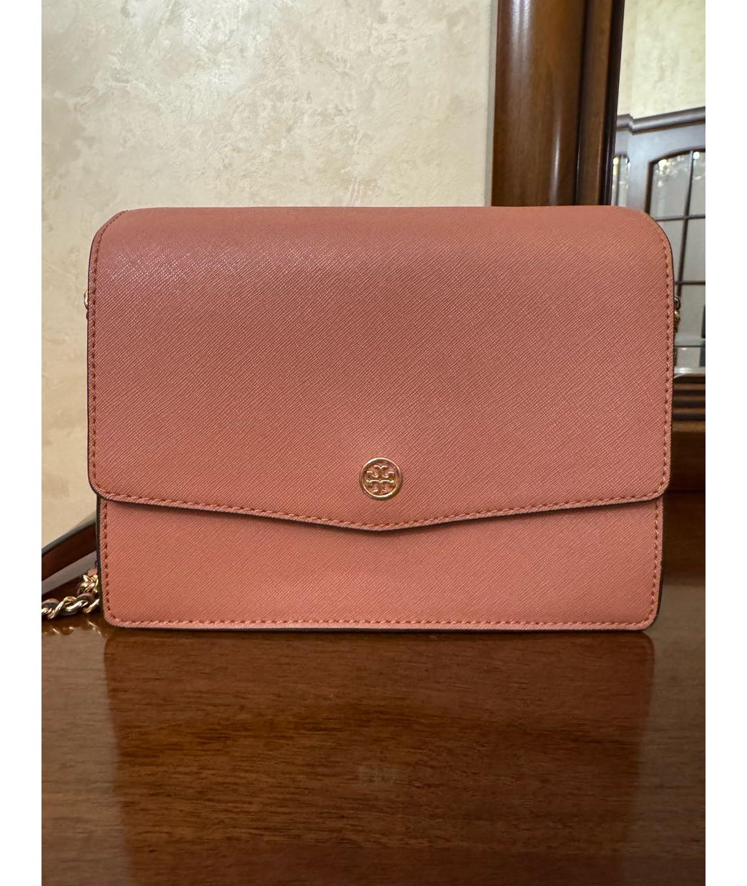 TORY BURCH Коралловая кожаная сумка через плечо, фото 2