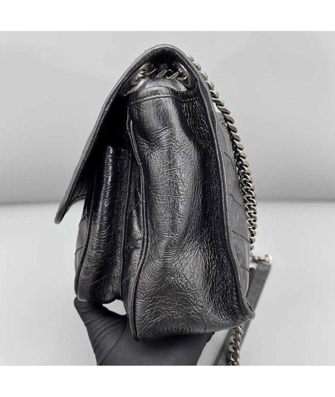 SAINT LAURENT Черная кожаная сумка тоут, фото 3