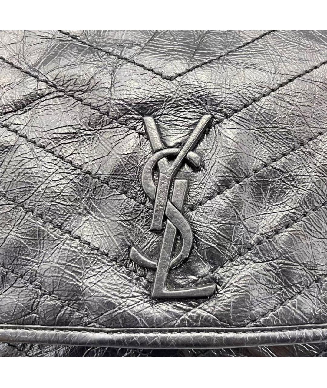 SAINT LAURENT Черная кожаная сумка тоут, фото 5