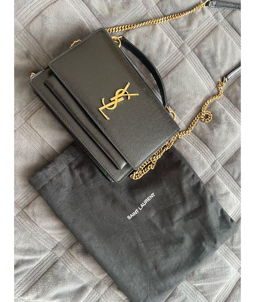 SAINT LAURENT Черная кожаная сумка через плечо, фото 3
