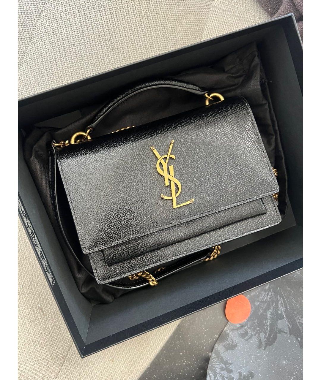 SAINT LAURENT Черная кожаная сумка через плечо, фото 4