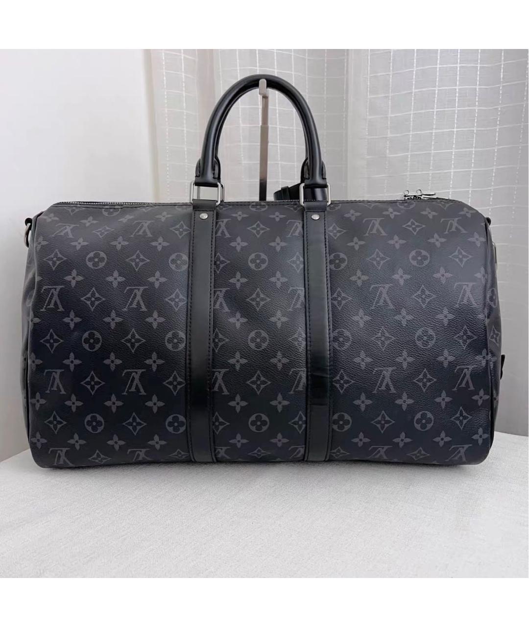 LOUIS VUITTON Черная кожаная дорожная/спортивная сумка, фото 2