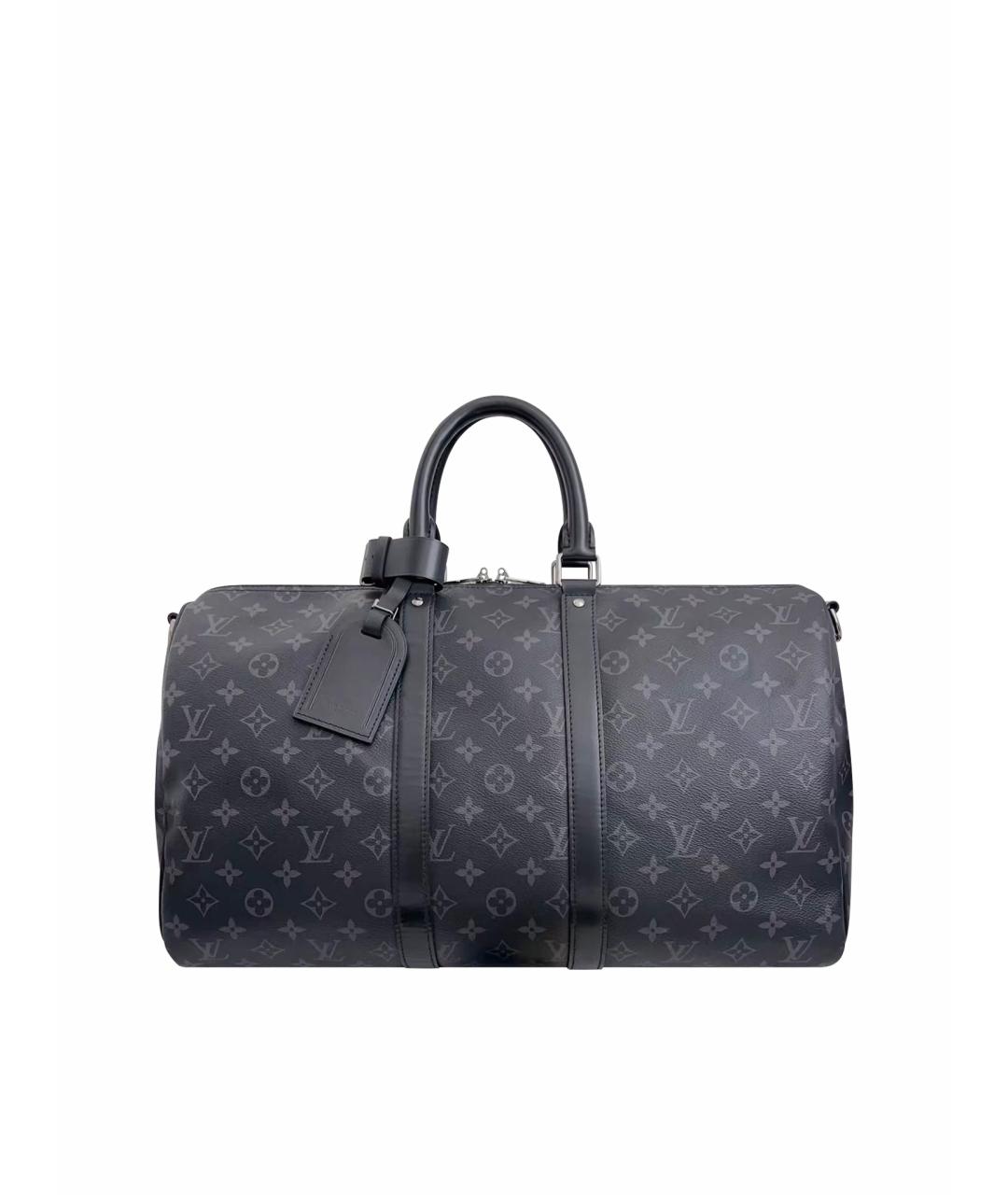 LOUIS VUITTON Черная кожаная дорожная/спортивная сумка, фото 1