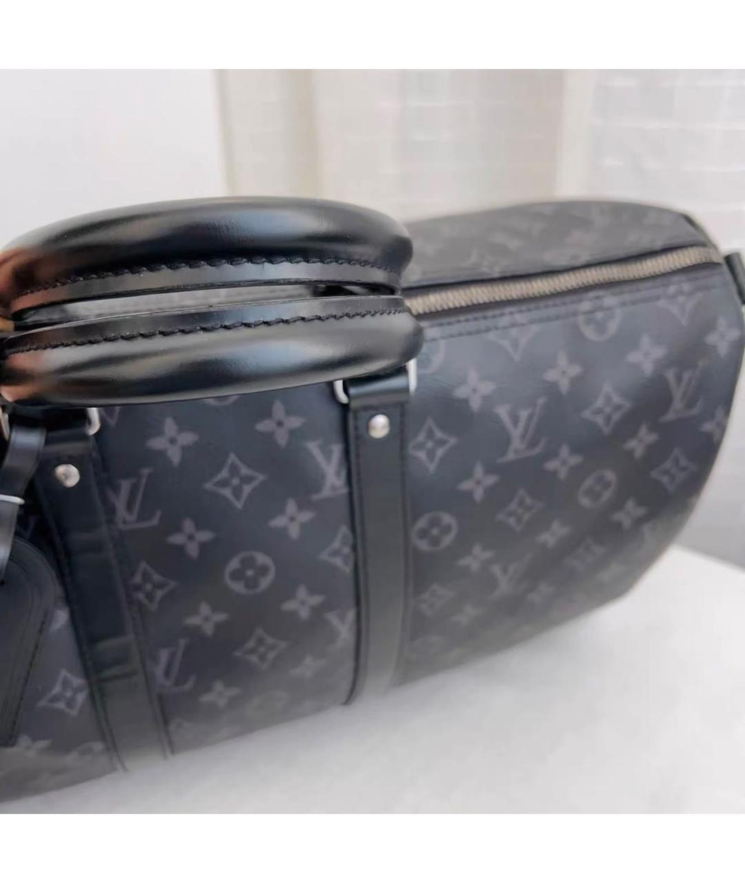 LOUIS VUITTON Черная кожаная дорожная/спортивная сумка, фото 6