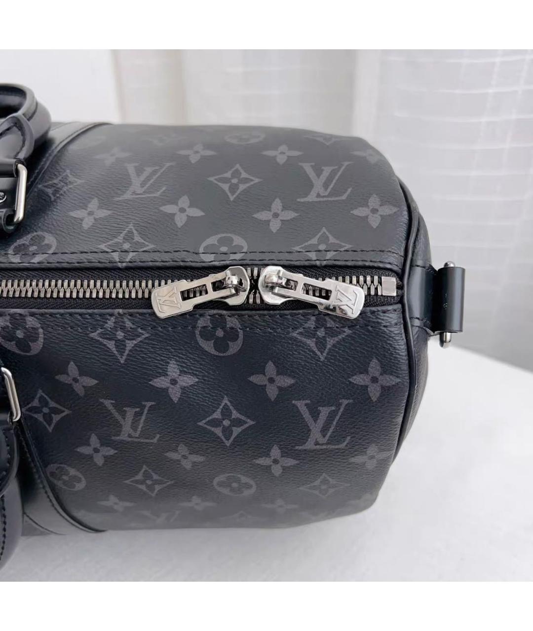 LOUIS VUITTON Черная кожаная дорожная/спортивная сумка, фото 7