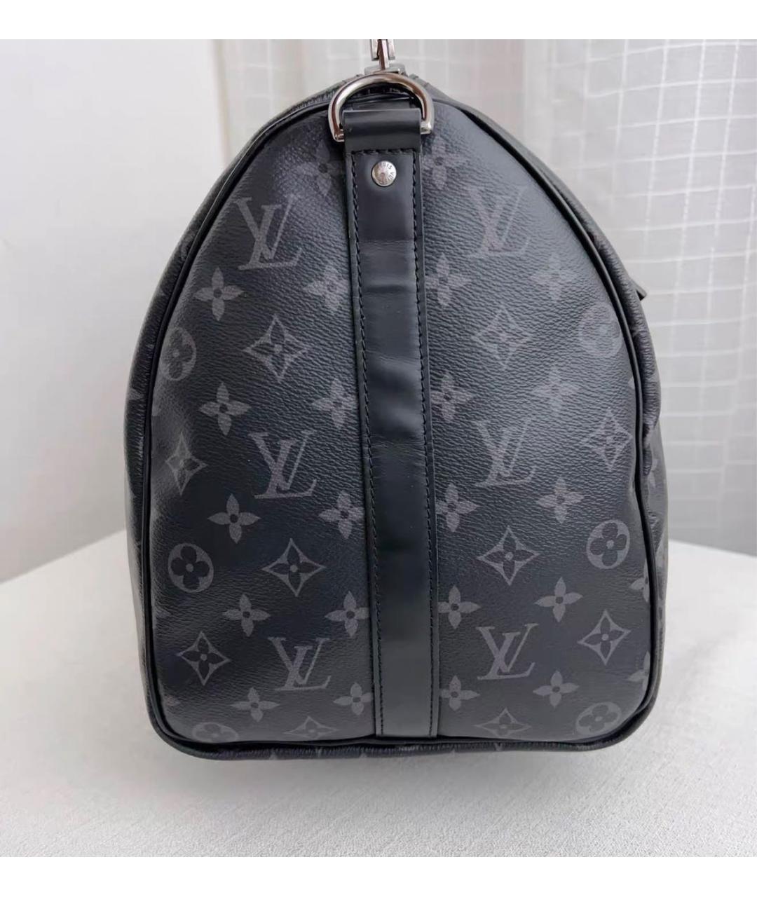 LOUIS VUITTON Черная кожаная дорожная/спортивная сумка, фото 5