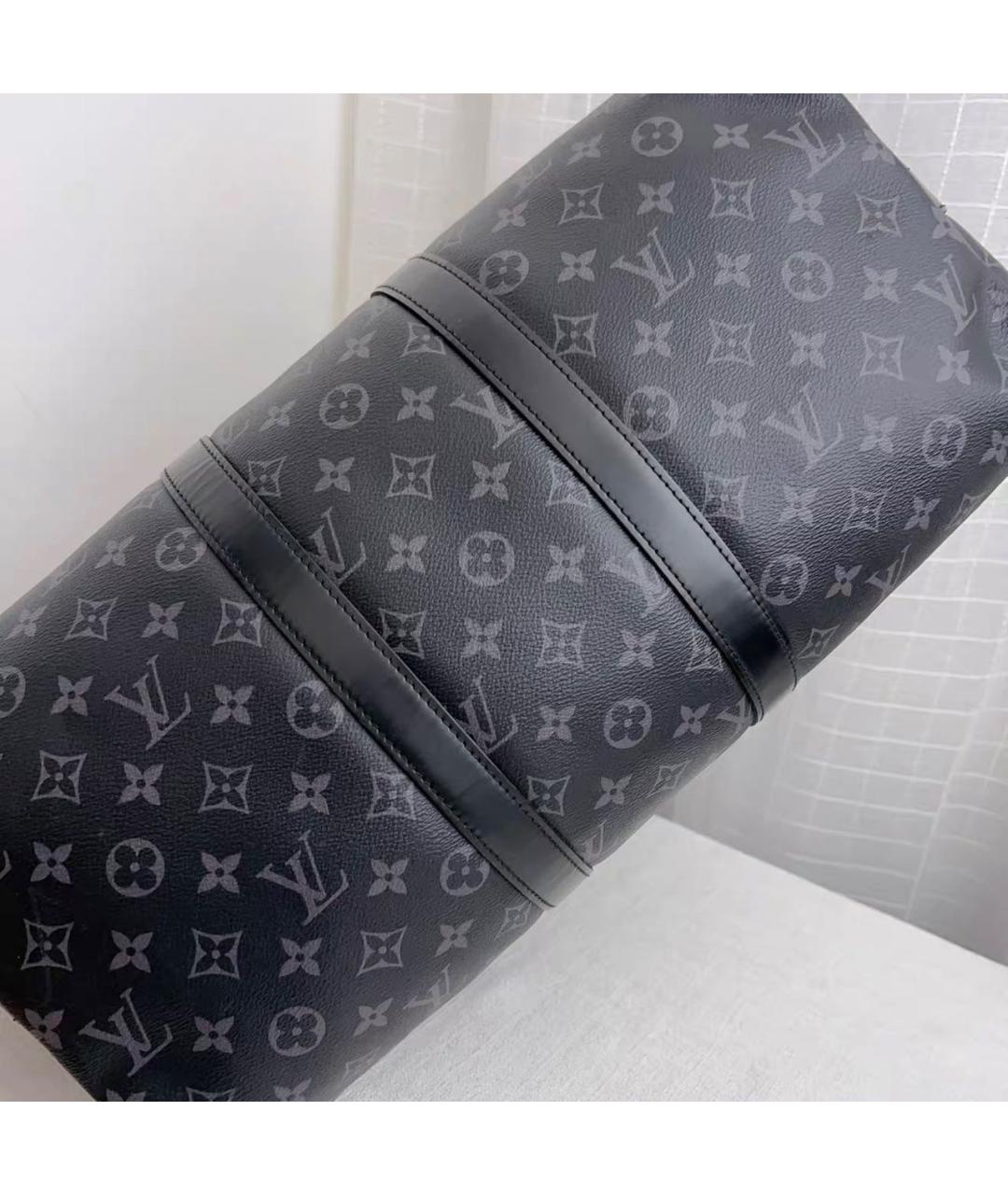 LOUIS VUITTON Черная кожаная дорожная/спортивная сумка, фото 3
