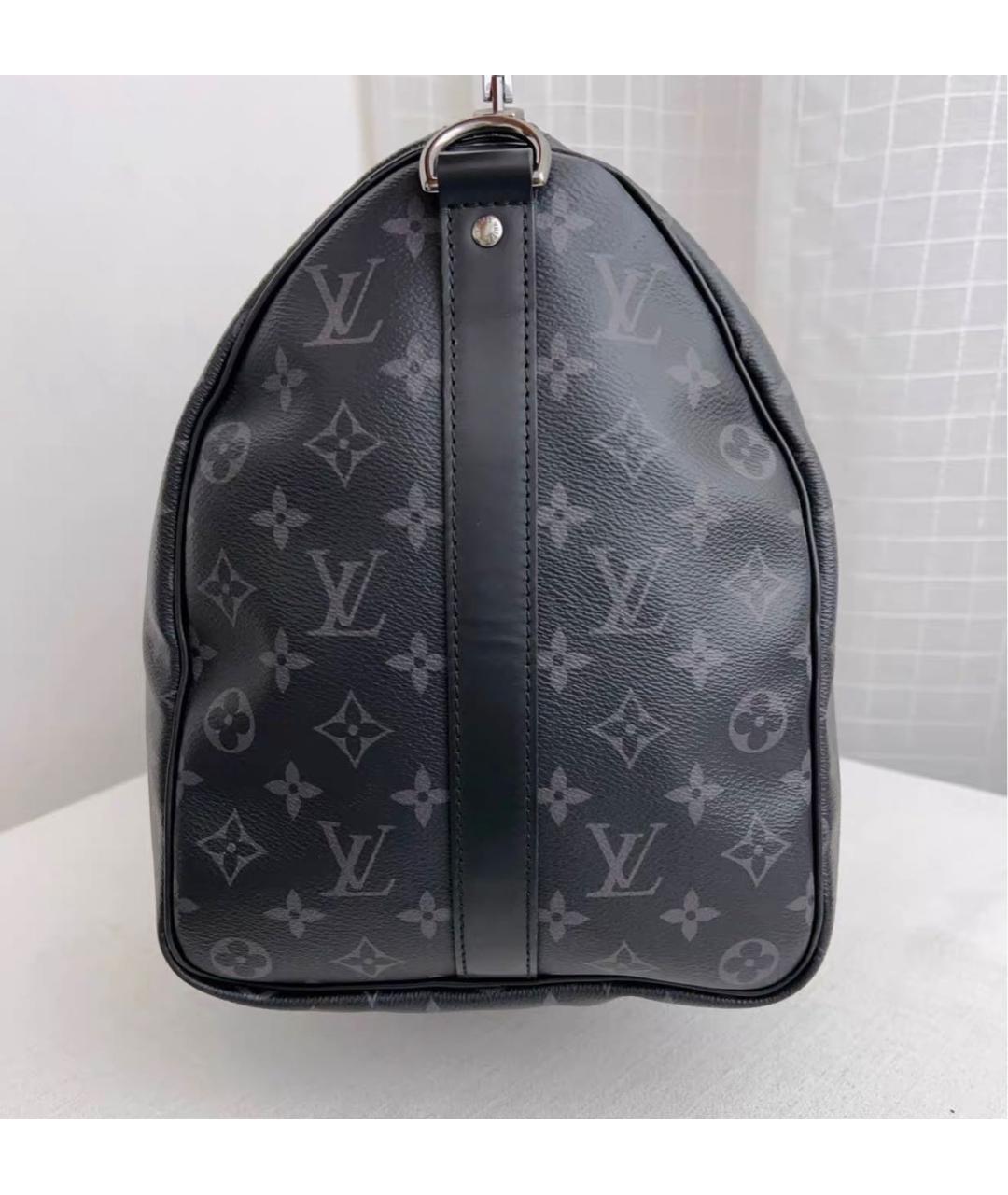 LOUIS VUITTON Черная кожаная дорожная/спортивная сумка, фото 4