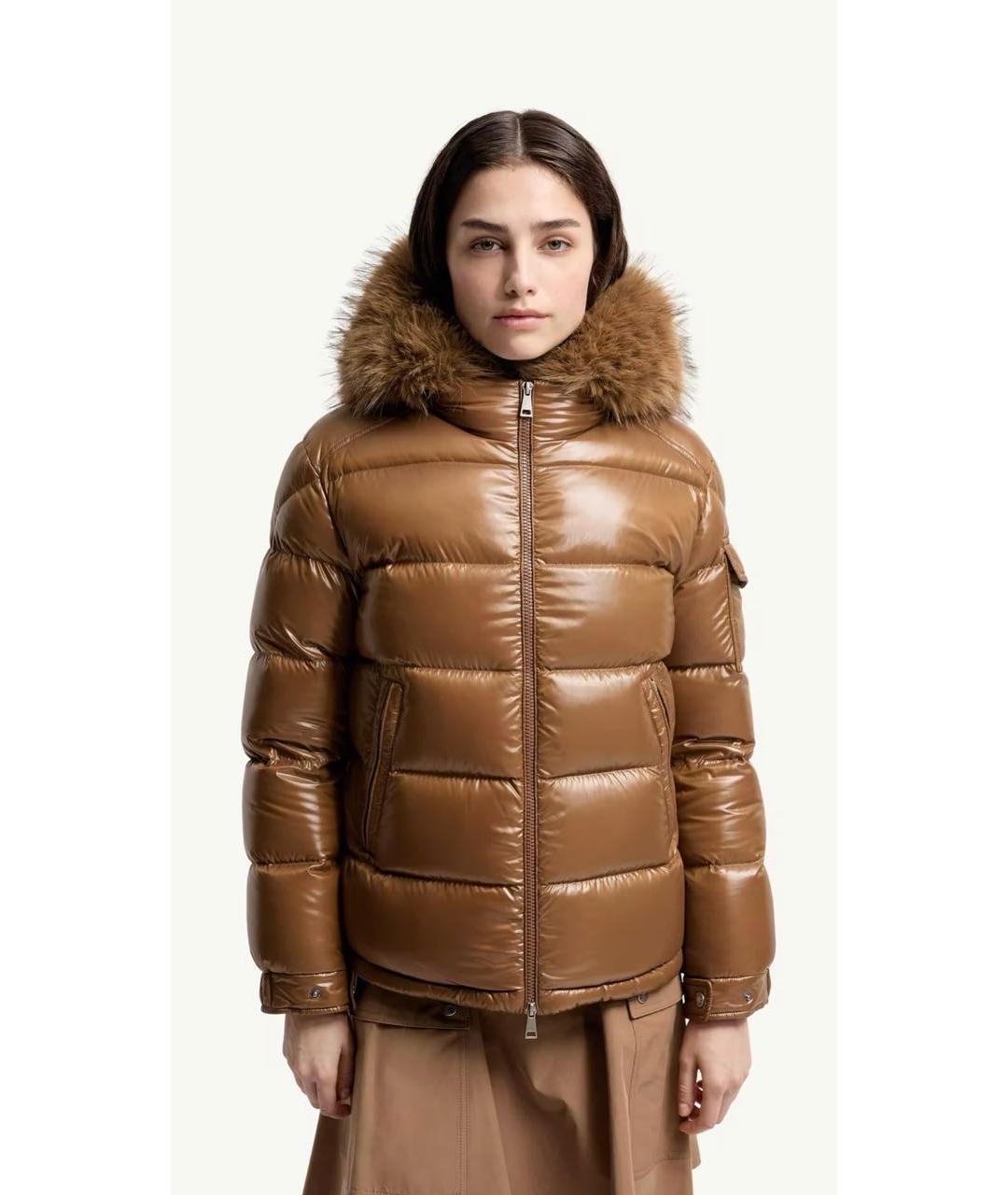 MONCLER Коричневый пуховик, фото 4