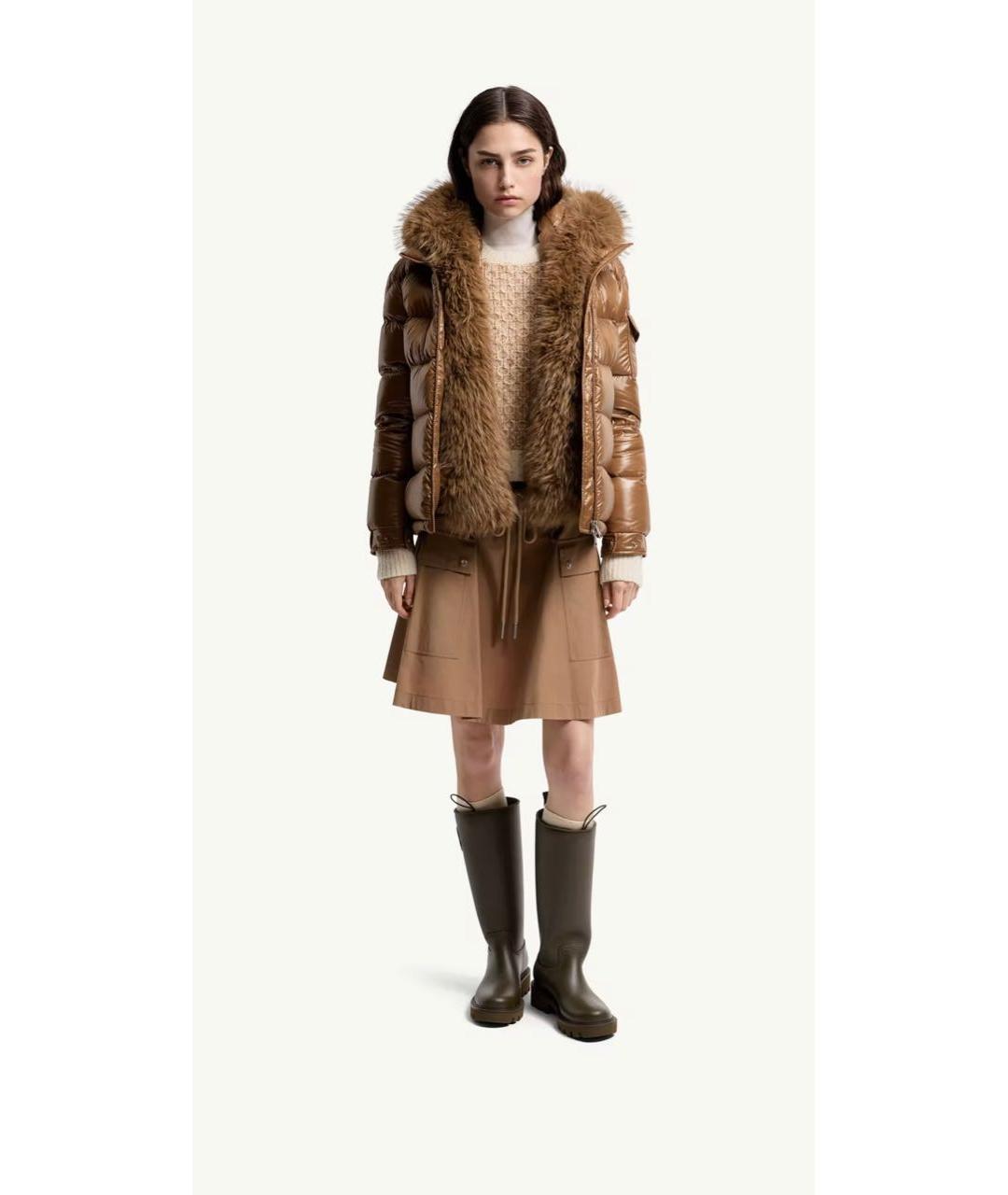 MONCLER Коричневый пуховик, фото 2