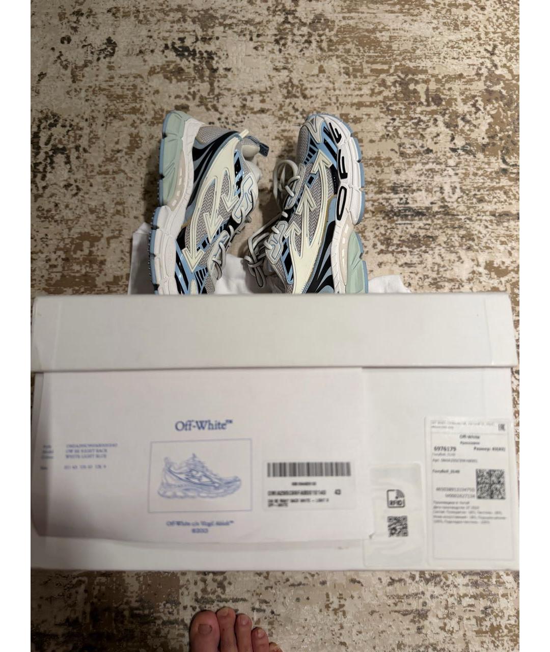 OFF-WHITE Голубые текстильные высокие кроссовки / кеды, фото 4