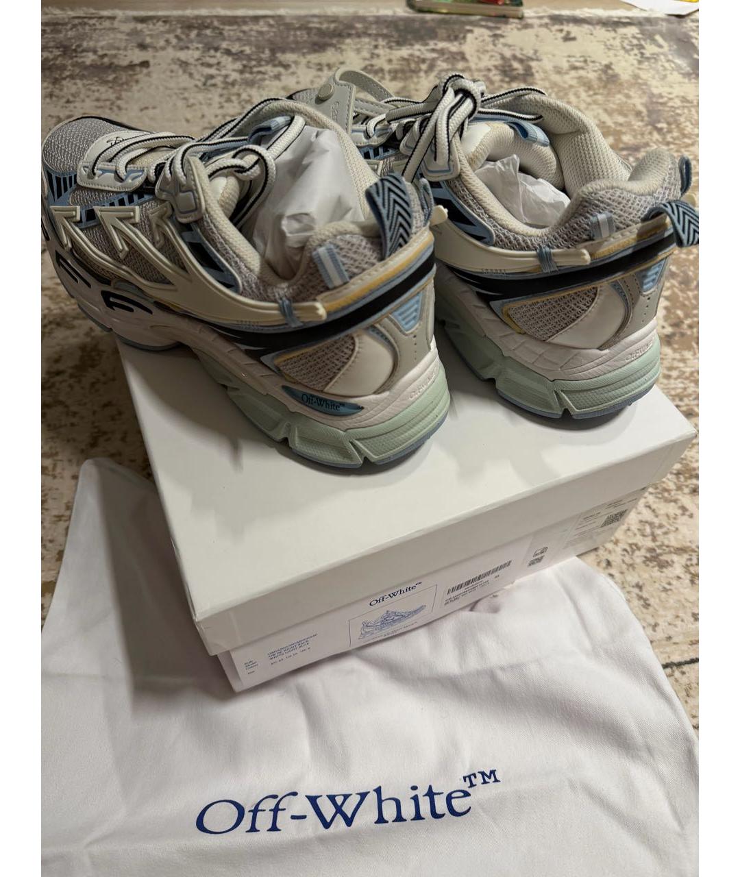 OFF-WHITE Голубые текстильные высокие кроссовки / кеды, фото 3