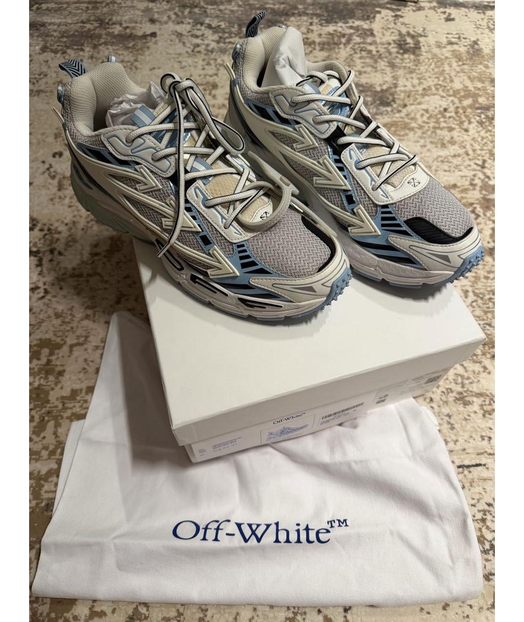 OFF-WHITE Голубые текстильные высокие кроссовки / кеды, фото 2