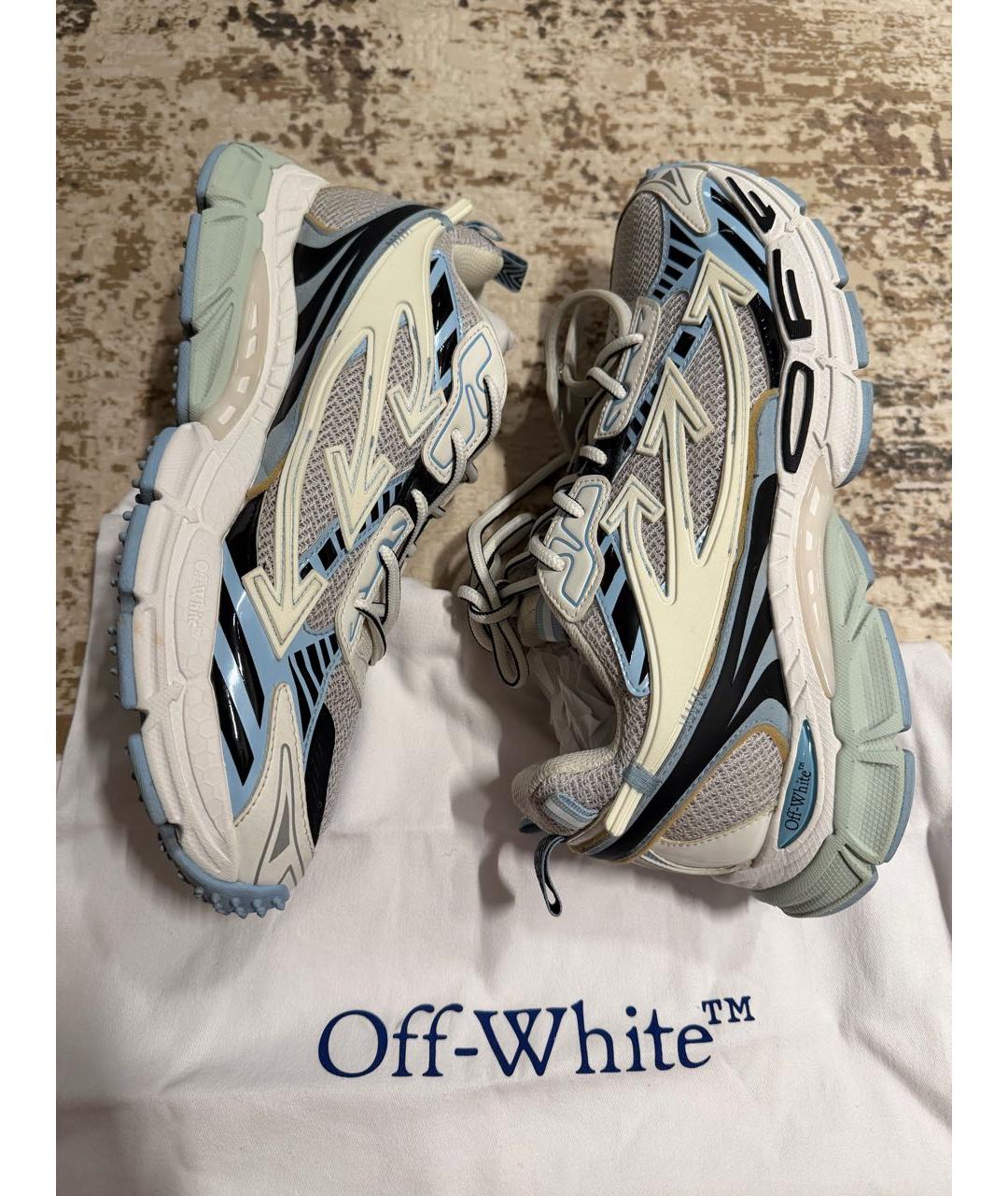 OFF-WHITE Голубые текстильные высокие кроссовки / кеды, фото 5