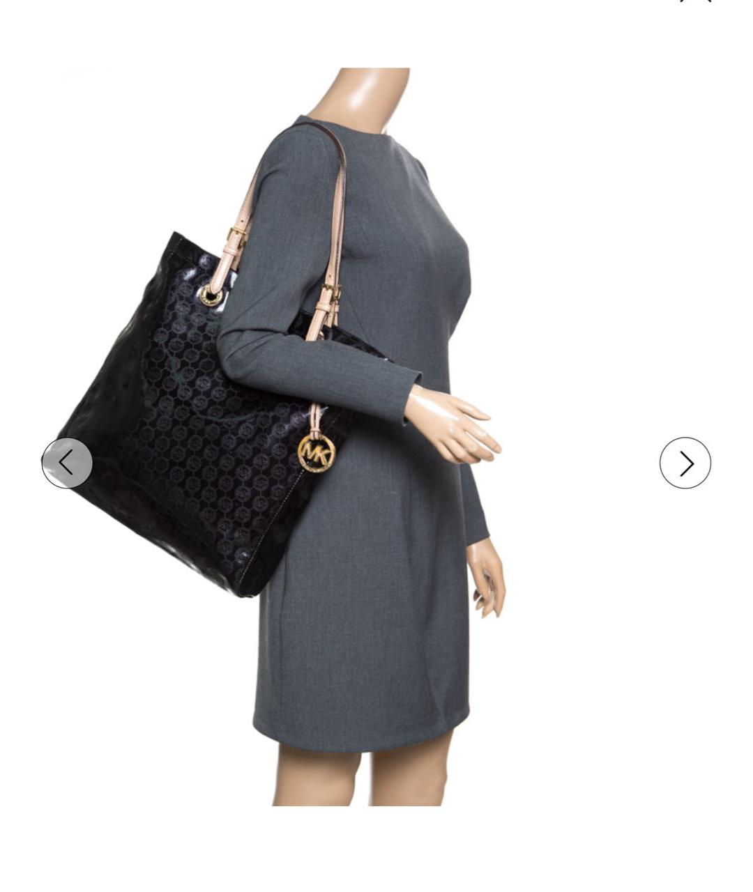 MICHAEL KORS Черная сумка тоут из лакированной кожи, фото 4