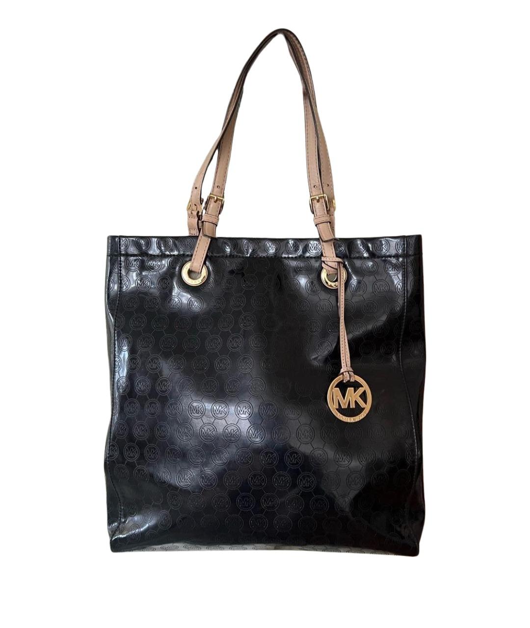 MICHAEL KORS Черная сумка тоут из лакированной кожи, фото 1