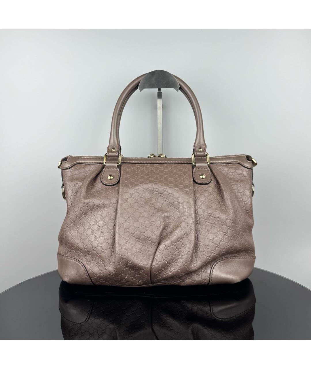 GUCCI Розовая кожаная сумка с короткими ручками, фото 2