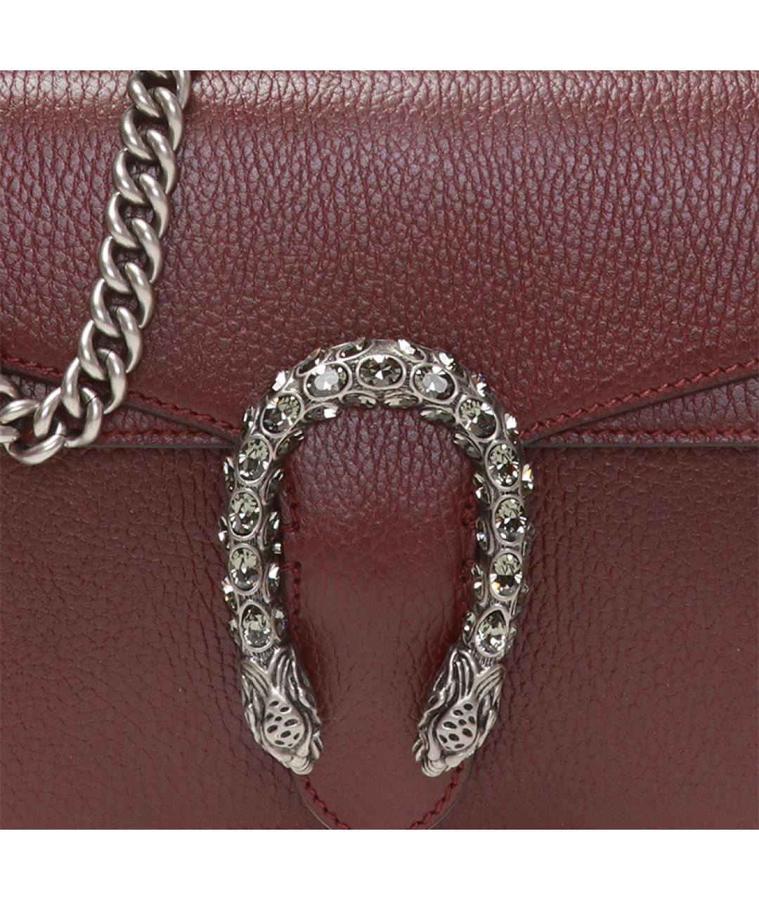 GUCCI Бордовая кожаная сумка через плечо, фото 5
