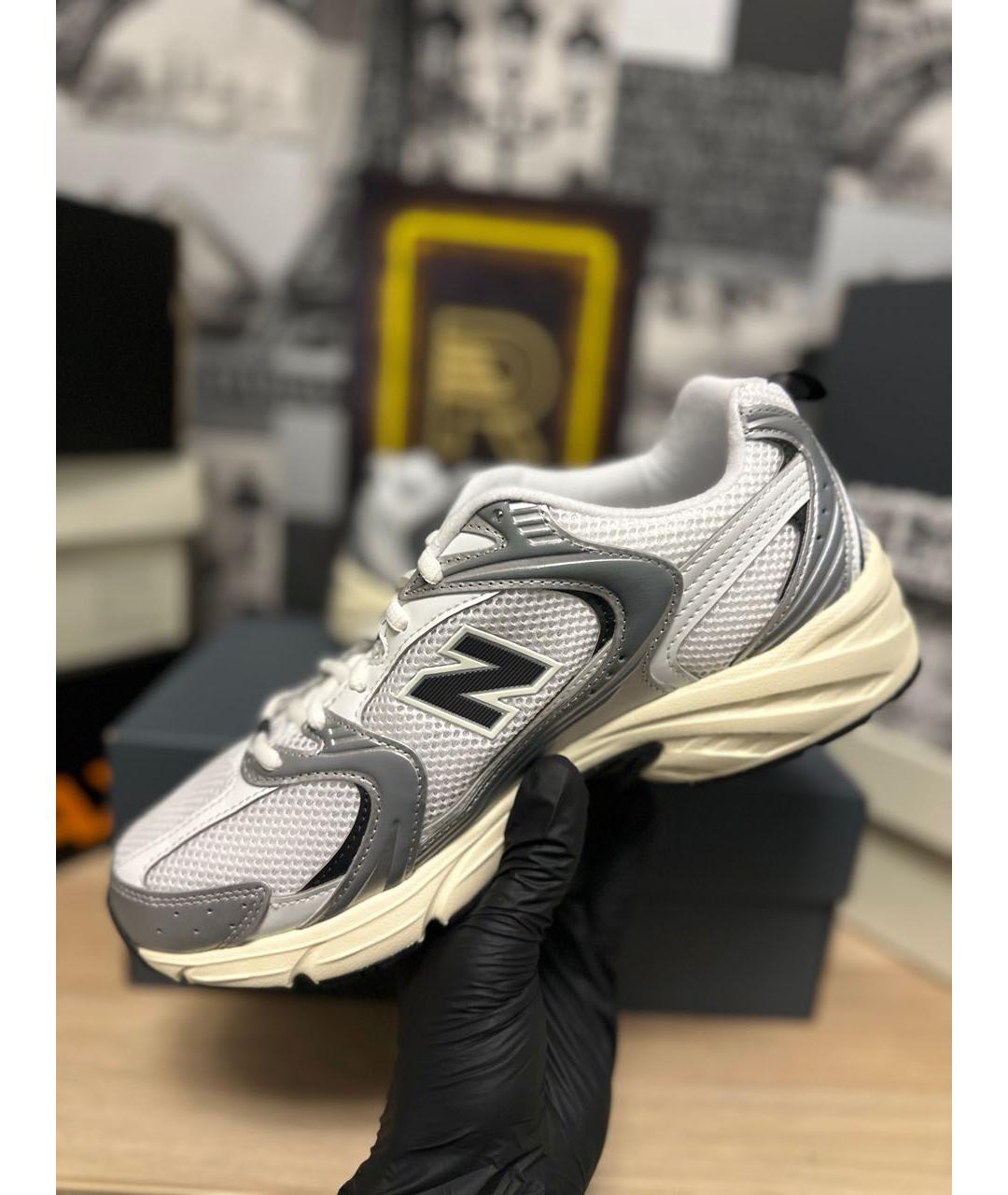 NEW BALANCE Серебряные кроссовки из искусственной кожи, фото 3