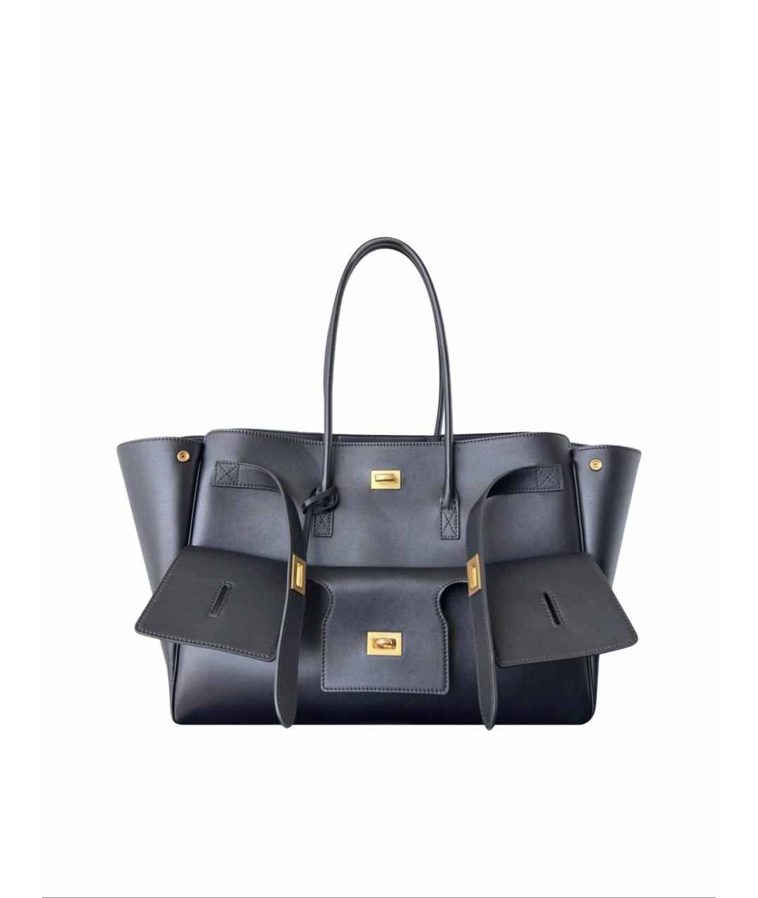 BALENCIAGA Черная кожаная сумка тоут, фото 1