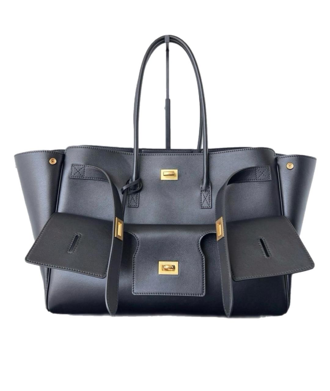 BALENCIAGA Черная кожаная сумка тоут, фото 9